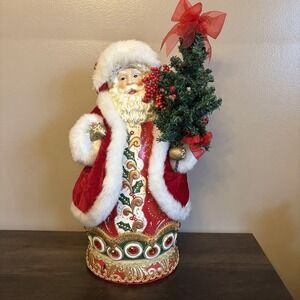 Vintage Victorian Ornate Santa Decorated Velvet Jewel‎ 1990s